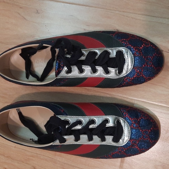 Gucci Flacer Leather Sneakers in blue size 7 - Picture 12 of 13